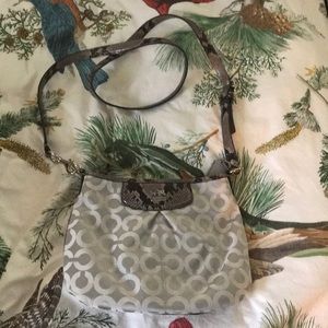 Silver and snakeprint coach crossbody bag